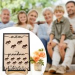 Personalisierte erste Mama jetzt Oma Bär Mama hölzerne Plaque Frame Zeichen mit Kindernamen und Stand Home Decor Muttertag Weihnachtsgeschenk für Oma Mama