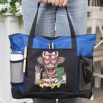 Personlig Highland Cow Mesh-fickor Oxford Tote Bag med namn och dragkedja Tillbaka till skolan Examen Lärarens dag Present för akademiker Lärare