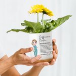 Personalised Difference Maker Cartoon Character Ceramic Planter Pot with Drainage and Bamboo Base Appreciation Gift for Nurse Doctor Medical Staff