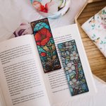 Personalised Stained Glass Style Birth Flower Clear Acrylic Bookmark with Name Reading Stationery Supplies Birthday Gift for Book Lovers