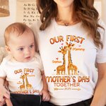 Personalized 2025 Our First Mother's Day Together Giraffe Baby Onesie Gift for Baby New Mother