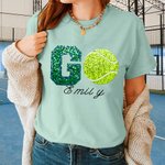 Sweatshirt à Col Rond Personnalisé avec Balle Lettre Pailletés et Nom Cadeau Jour de Match pour Amateur Sport de Balle