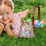 Personalized Fantasy Unicorn Dinosaur Initial Design Reusable Drawstring Burlap Bag with Name Party Favor Easter Hunting Gift for Kids Family