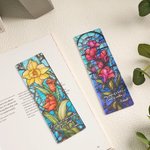 Personalised Stained Glass Style Birth Flower Clear Acrylic Bookmark with Name Reading Stationery Supplies Birthday Gift for Book Lovers
