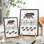 Gepersonaliseerde Floral Bear Mama and Kid Houten Plaquette Frame met 1-12 Naam Home Decor Verjaardag Moederdag Cadeau voor Moeder Grootmoeder