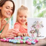 Personalizada Floral Cruz 1-5 Nacimiento Flores Conejito Orejas Caricatura Personaje Lienzo Bucket Bolsa con Nombre Pascua Huevo Caza Fiesta Regalo para Niños