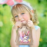 Personalized Fantasy Unicorn Dinosaur Initial Design Reusable Drawstring Burlap Bag with Name Party Favor Easter Hunting Gift for Kids Family