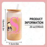 Personalized Classic Winnie the Pooh 20 oz Clear Frosted Glass Tumbler with Name Lid and Straw Birthday Graduation Gift for Graduates