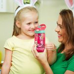 Borraccia da 475ml personalizzata con design del coniglietto iniziale e personaggio in stile cartone animato regalo di Pasqua per bambini