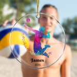 Henkilökohtainen akvarelli lentopallo pelaaja siluetti akryyli koriste nimi ja vuosi joulukuusi sisustus urheilu lahja lentopallo ystäville