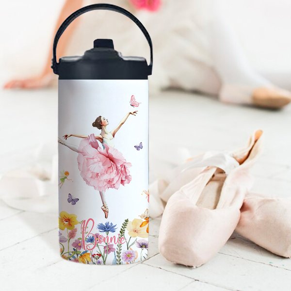 Bouteille d'eau pour enfant avec paille pliable et poignée Cadeau d'anniversaire pour les amateurs de danse classique