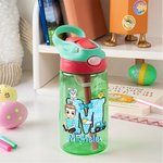 Borraccia da 475ml personalizzata con design del coniglietto iniziale e personaggio in stile cartone animato regalo di Pasqua per bambini