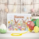 Uova di Pasqua floreali personalizzate Simpatico coniglietto 35 pezzi Puzzle con nome Cestino di vacanza Riempitivi Festa di Pasqua Regalo di compleanno per ragazzi Ragazze