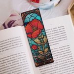 Personalised Stained Glass Style Birth Flower Clear Acrylic Bookmark with Name Reading Stationery Supplies Birthday Gift for Book Lovers