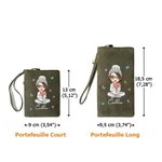 Portefeuille Multi-fentes Personnalisé avec Personnage Cartoon Nom et Bouquet Fleurs de Naissance Cadeau Fête des Mères Anniversaire pour Femme