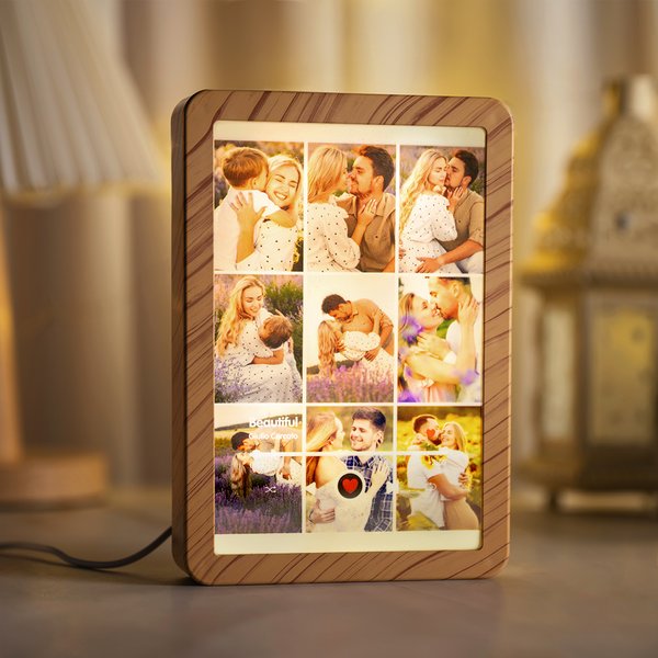 Cadre photo miroir avec lecteur de musique personnalisé avec nom et LED de couleur changeante Cadeau d'anniversaire de Saint-Valentin pour couple et famille