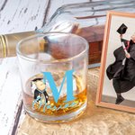 Personalized Graduation Hat Classic Winnie the Pooh Initial 10oz Whiskey Glass with Name and Slate Coaster Graduation Party Gift for Graduate Drinkers
