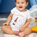 Gepersonaliseerd Bier Melkfles Cheers 100% Katoenen T-shirt Baby Onesie met Naam Eerste Vaderdag Cadeau voor Pasgeboren Nieuwe Papa