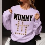 Personalised Funny Leopard Bow Crossword Puzzle T-shirt Sweatshirt with Name Mother's Day Birthday Gift for Mom Grandma