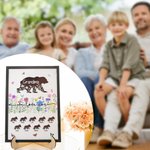 Gepersonaliseerde Floral Bear Mama and Kid Houten Plaquette Frame met 1-12 Naam Home Decor Verjaardag Moederdag Cadeau voor Moeder Grootmoeder