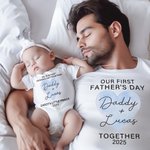 Personalisierte niedliche Herz-T-Shirt Baby Onesie mit Namen Unser erstes Vatertagsgeschenk für Daddy Baby