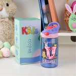 Borraccia da 475ml personalizzata con design del coniglietto iniziale e personaggio in stile cartone animato regalo di Pasqua per bambini