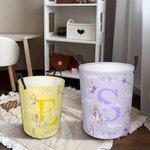 Personalised Peter Rabbit Floral Initial Collapsible Waterproof Laundry Storage Basket with Name and Handle Birthday Easter Gift for Boys Girls