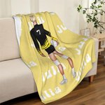 Personalisierte Multicolor Cartoon Volleyball Mädchen weiche Decke mit Namen und Nummer Home Decor Game Day Geburtstag Geschenk für Volleyball-Liebhaber Frauen werfen