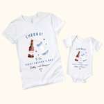 Gepersonaliseerd Bier Melkfles Cheers 100% Katoenen T-shirt Baby Onesie met Naam Eerste Vaderdag Cadeau voor Pasgeboren Nieuwe Papa