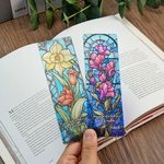 Personalised Stained Glass Style Birth Flower Clear Acrylic Bookmark with Name Reading Stationery Supplies Birthday Gift for Book Lovers