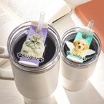 Personalisierte Haustier-Porträt Name Tag Topper für 30oz 40oz Stanley Becher Memorial Geschenk für Hund Katze Liebhaber