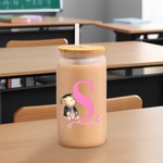 Personalized Classic Winnie the Pooh 20 oz Clear Frosted Glass Tumbler with Name Lid and Straw Birthday Graduation Gift for Graduates