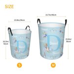Personalised Peter Rabbit Floral Initial Collapsible Waterproof Laundry Storage Basket with Name and Handle Birthday Easter Gift for Boys Girls