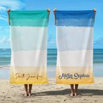 Toalla de playa personalizada de colores degradados de gran tamaño y secado rápido con nombre Vacaciones de verano Viajes Regalo esencial para la familia Amigos