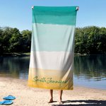 Toalla de playa personalizada de colores degradados de gran tamaño y secado rápido con nombre Vacaciones de verano Viajes Regalo esencial para la familia Amigos