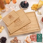 Planche à Découper en Bambou FSC Personnalisée avec Texte Rainure pour Jus de Fruits Cadeau Pendaison de Crémaillère pour Couple Famille Charcuterie