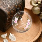 Personalized Floral Leaf Cross Ornament with Name Birthday Baptism Christening Gift for Boys Girls