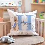 Funda de cojín personalizada con conejo Peter Rabbit y nombre decoración para habitación infantil regalo de babyshower para niños