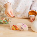 Conejito de Pascua personalizado Lazo con iniciales Caja redonda transparente para caramelos con nombre Cesta de vacaciones Rellenos Fiesta de Pascua Regalo para niños