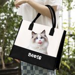 Personalisierte 1-3 Haustierfotos Große Kapazität Canvas Tragetasche mit Namen Hund Katze Zubehör Geburtstag Geschenk für Tierliebhaber Tierbesitzer