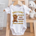 T-shirt Onesie pour Bébé 100% Coton Personnalisé avec Nom Motif Ours Papa Bébé Cadeau de Fête des Pères pour Nouveau-né et Nouveau Papa