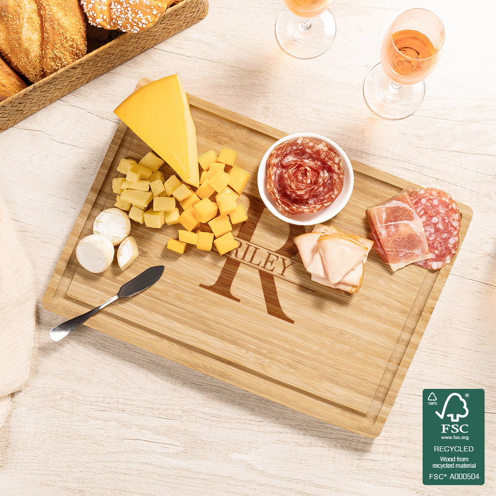 Rosenstein & Söhne taglieri per carne: Tagliere in bambù con scanalatura per succhi, 38 x 25 cm, antibatterico (tagliere da cucina in legno
