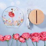 Personalised Ballet Girl Birth Flower Butterfly LED Night Light with Name and Wooden Base Room Decor Birthday Gift for Ballerina Ballet Lover