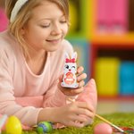 Personalised Cute Bunny LED Light Wooden Decoration with Tabletop Name Block Sign Easter Party Housewarming Mother's Day Gift for Family Kids