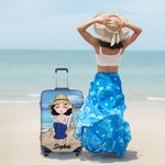 Personalized Summer Beach Cartoon Character 18-32 Inches Luggage Cover with Name Travel Accessories Birthday Gift for Family Friends