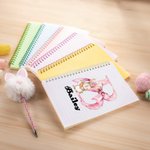 Personalised Cute Easter Bunny Initial A5 Lined Page Spiral Notebook with Name and Bunny Pom Pen Easter Back to School Gift for Kids