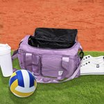 Gepersonaliseerde Cartoon Volleybal Meisje Multi-compartiment Grote Duffeltas met Naam en Schouderriem Team Verjaardagscadeau voor Volleyballiefhebbers