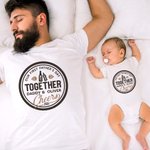 Onesie T-shirt 100% Coton Personnalisé avec Nom Papa et Bébé Cadeau Fête des Pères Anniversaire pour Nouveau Papa Bébé