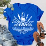 Gepersonaliseerd Flower Nail Art 100% Katoenen T-shirt met Tekst Verjaardag Schoonheidssalon Opening Gift voor Nagel Technici Enthousiastelingen