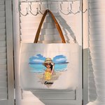Bolsa de lona grande personalizada con nombre y asa de piel para fiestas en la playa Regalo de cumpleaños para mujer